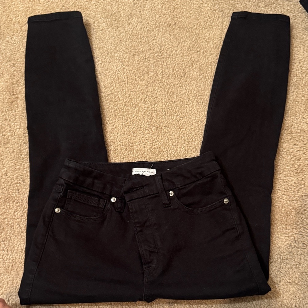 Good American GAGLC001 Black Skinny Jeans Cropped. Size 6/28